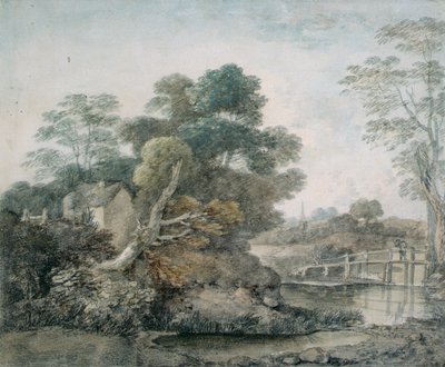 Landschaft mit Hütte und Bach von Thomas Gainsborough